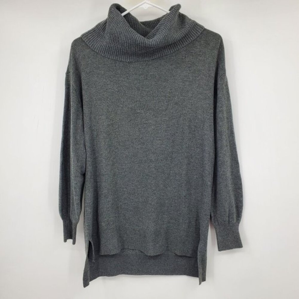 Loft Ann Taylor Cowl Neck Womens Grey Sweater Small Cozy Tunic Winter Minimalist